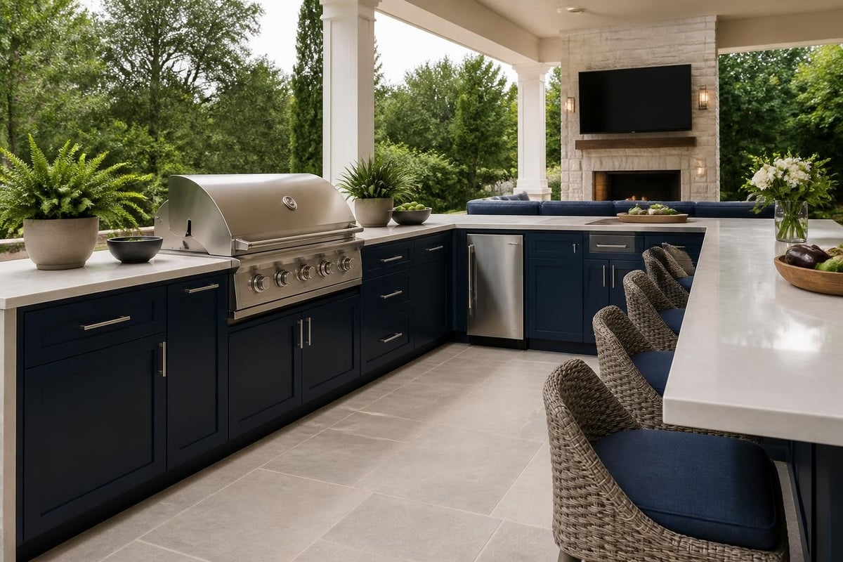 Outdoor kitchen workflow zones