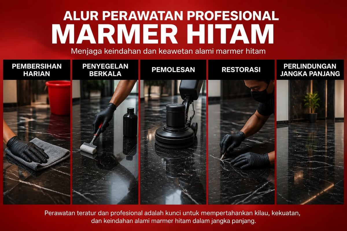 Proses perawatan marmer hitam
