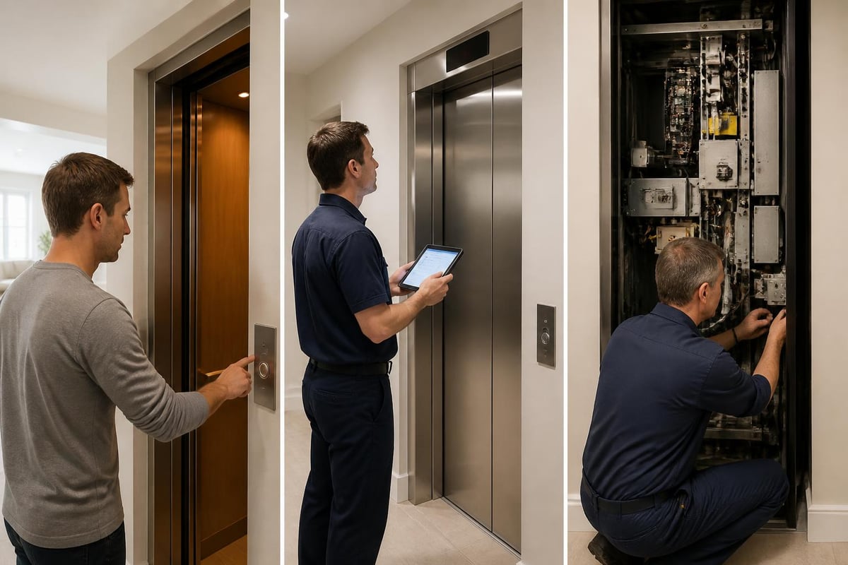 Monthly versus annual home elevator maintenance tasks