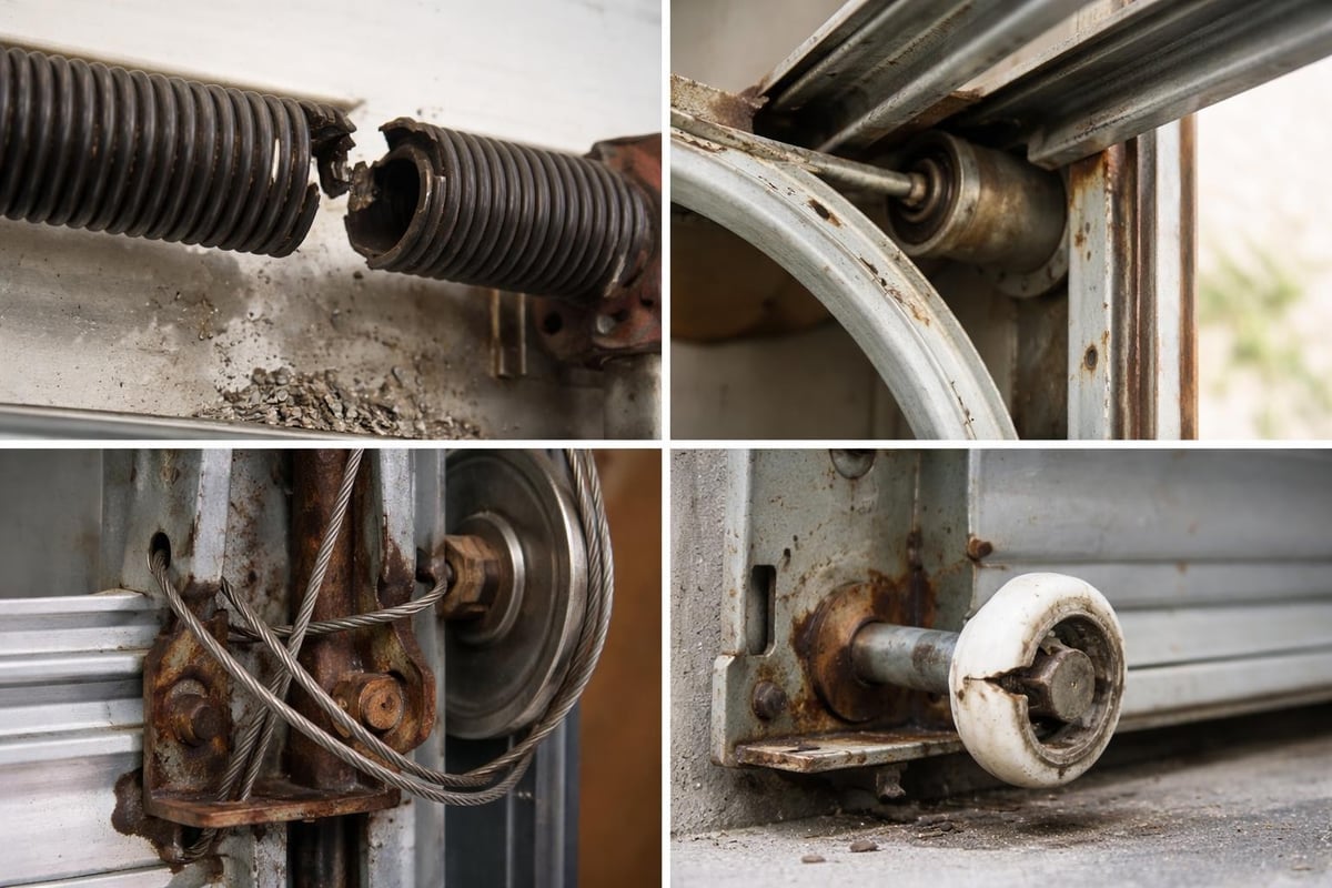 Garage door emergency components