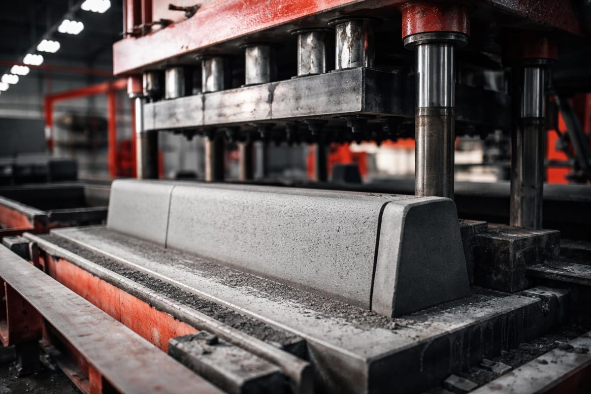 Precast concrete kerb manufacturing process