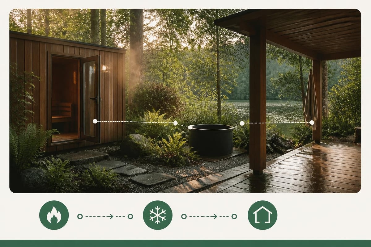 Backyard spa layout zones