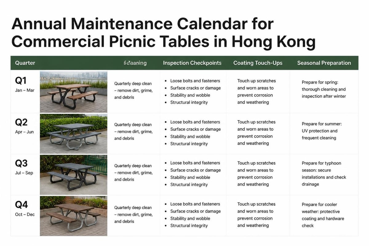 Maintenance schedule for commercial picnic tables