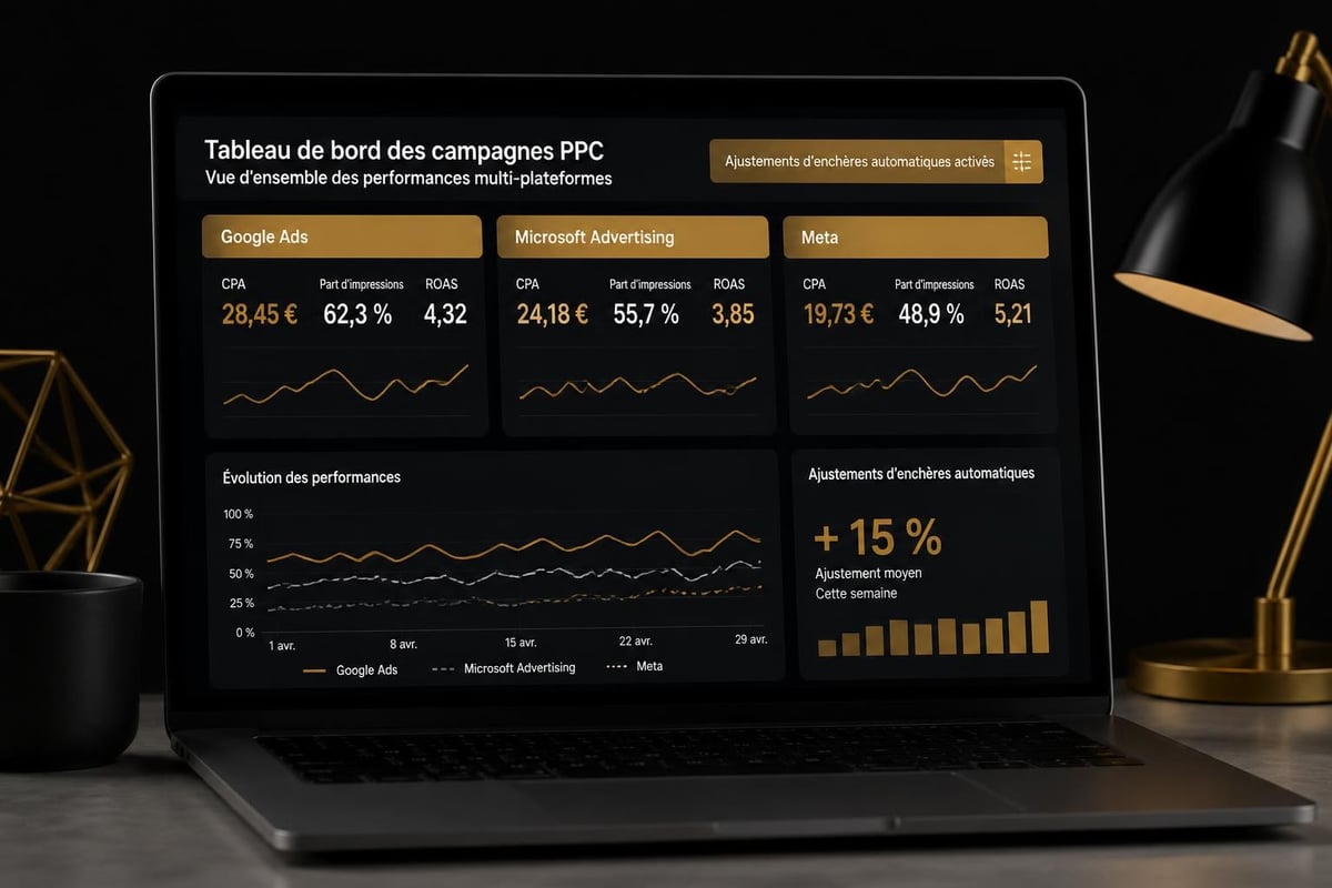 PPC software dashboard showing performance metrics