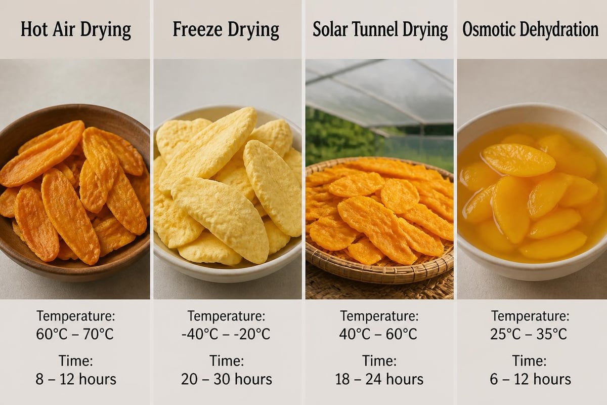 Mango drying process comparison