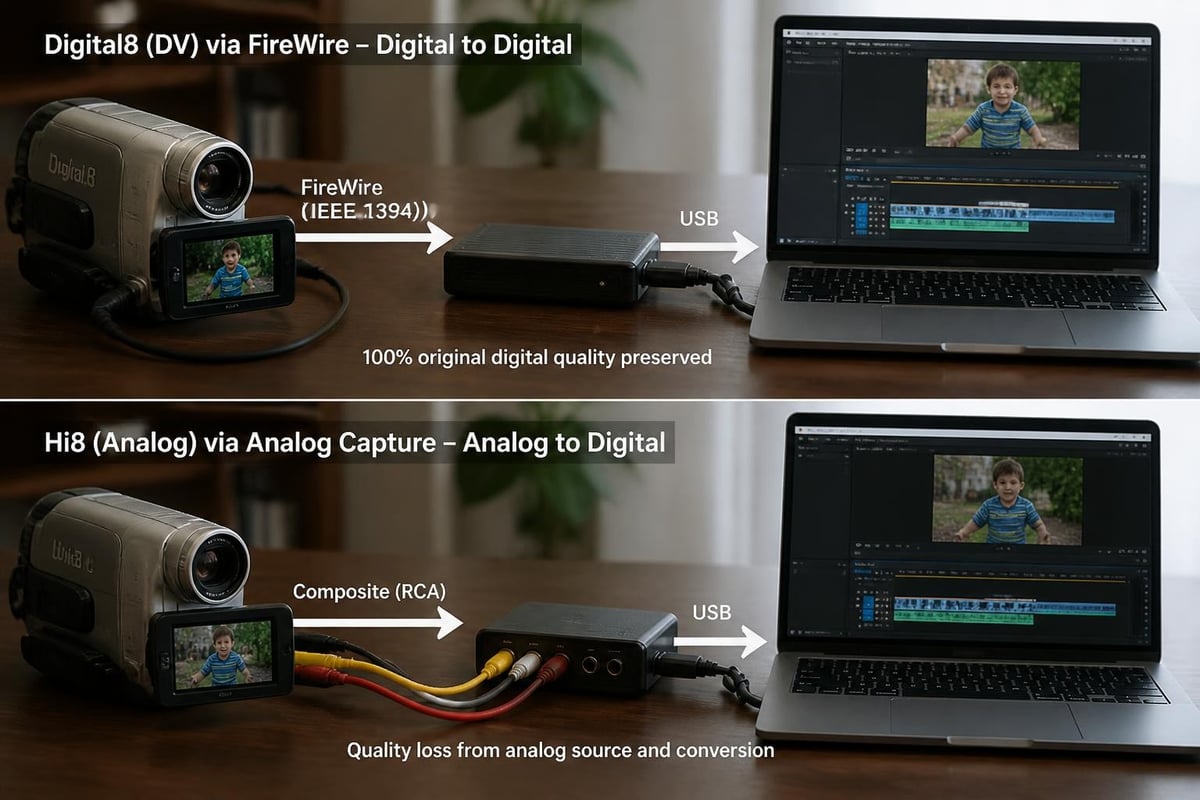 Digital8 transfer workflow comparison