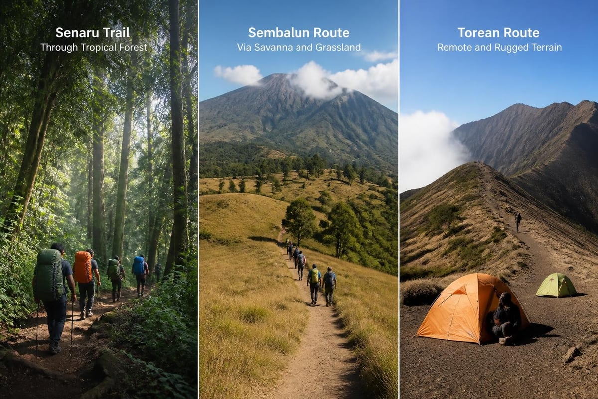 Rinjani trek route comparison