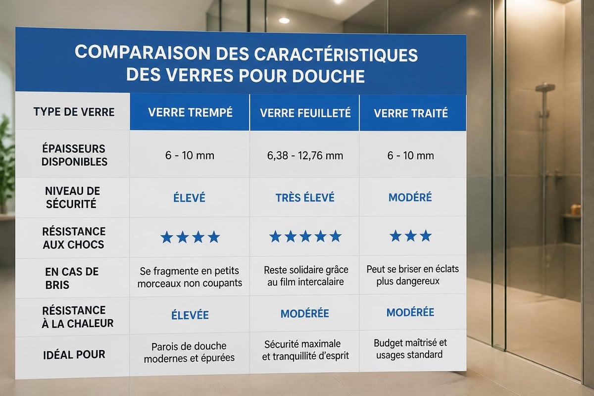 Types de verre pour douche