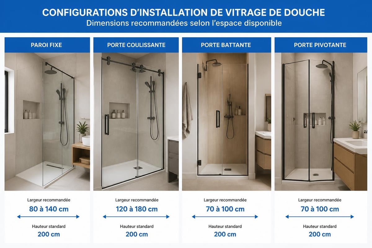 Configurations de vitrage de douche