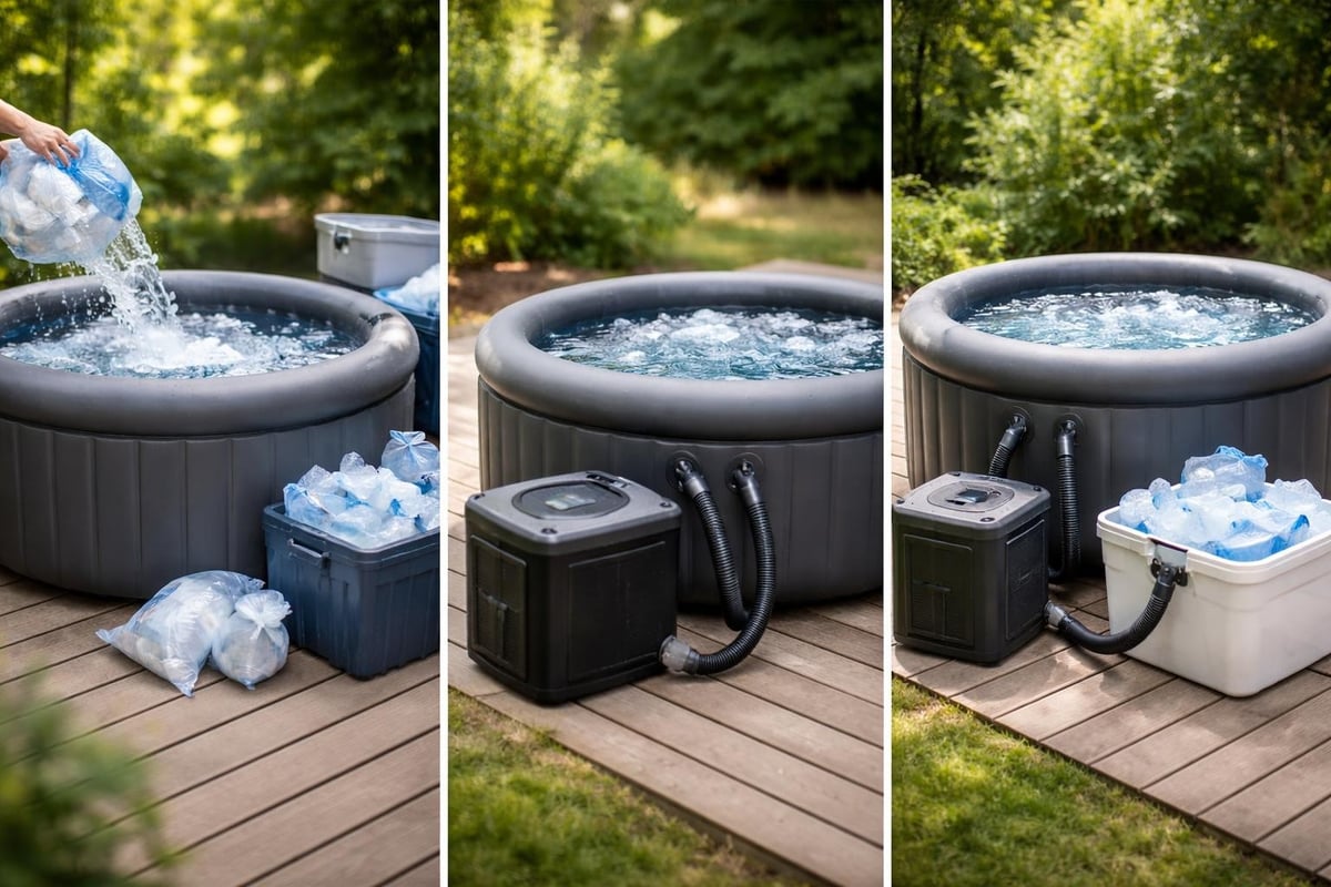 Inflatable cold plunge temperature control methods