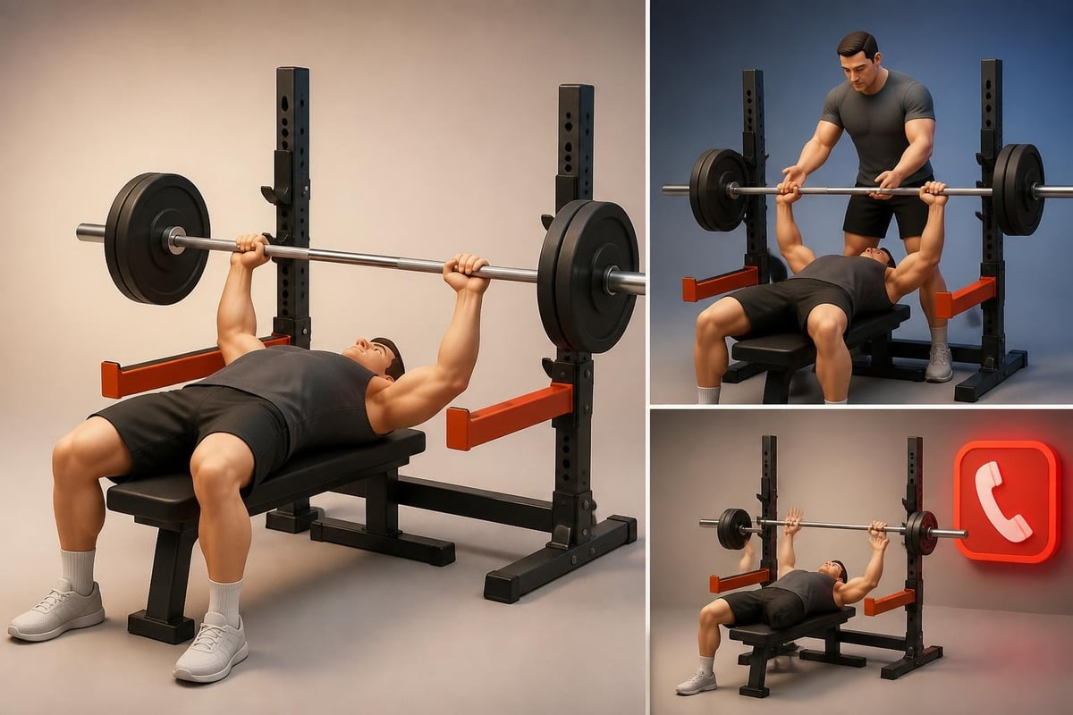 Safety equipment setup for bench press