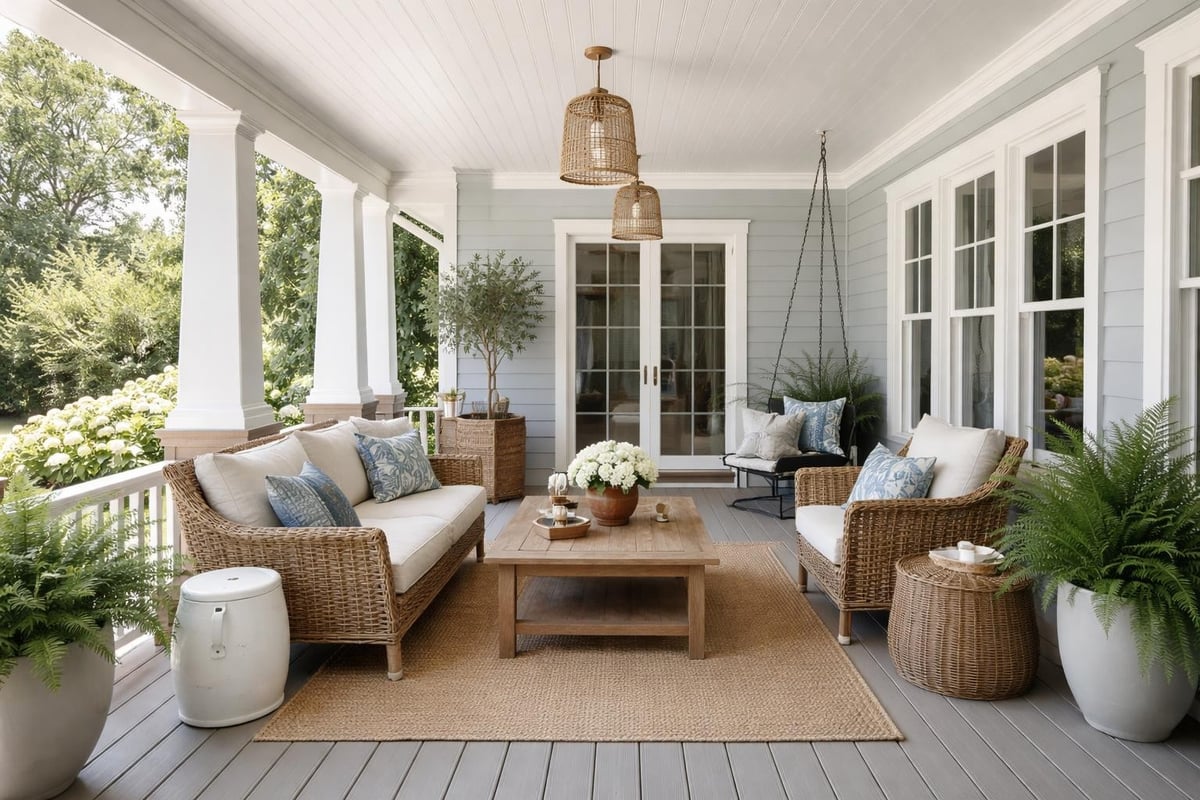 Home front porch layout planning