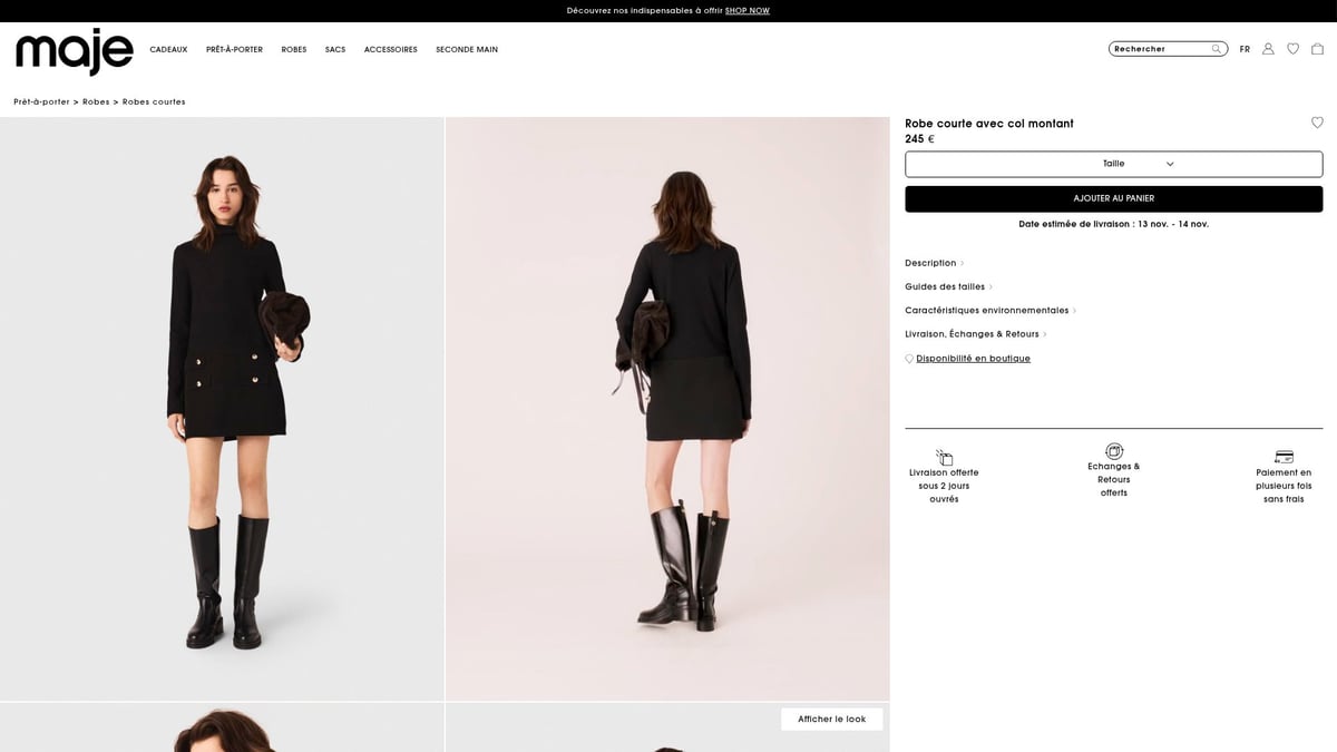 8 Idées Cadeaux Originales à Offrir en 2025 - Robe Courte avec Col Montant Maje