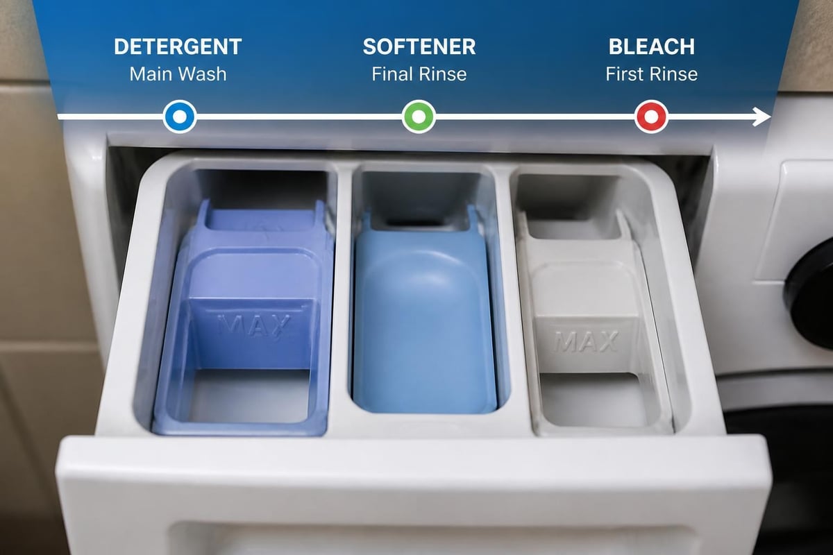 Washing machine dispenser compartments