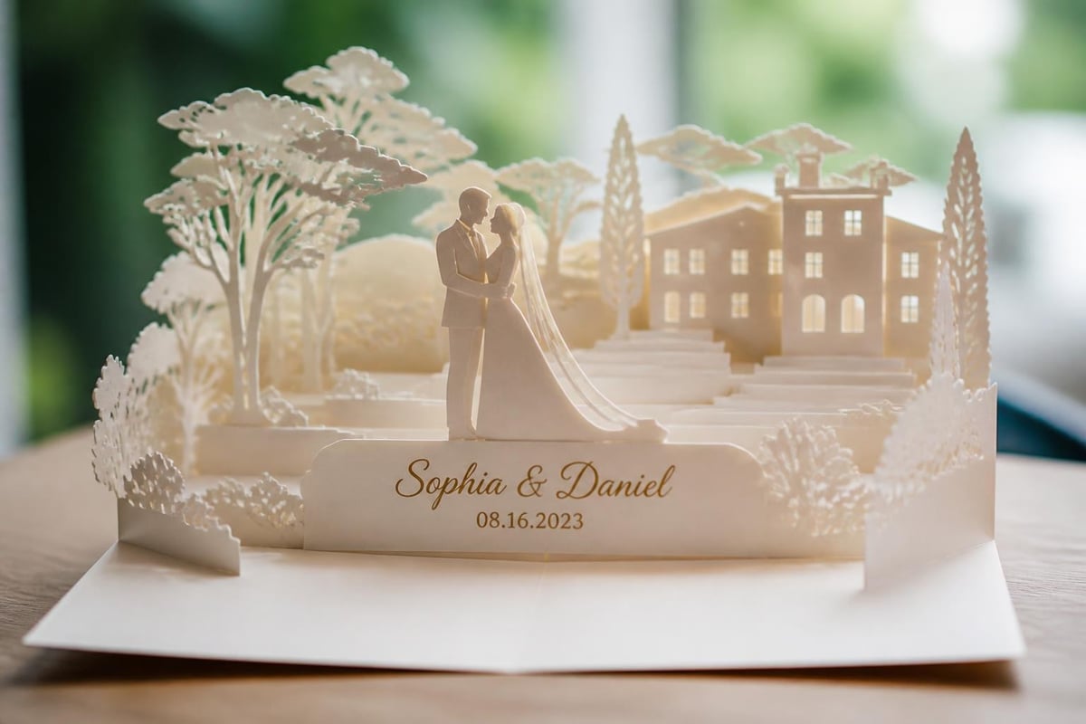Wedding pop up card personalization