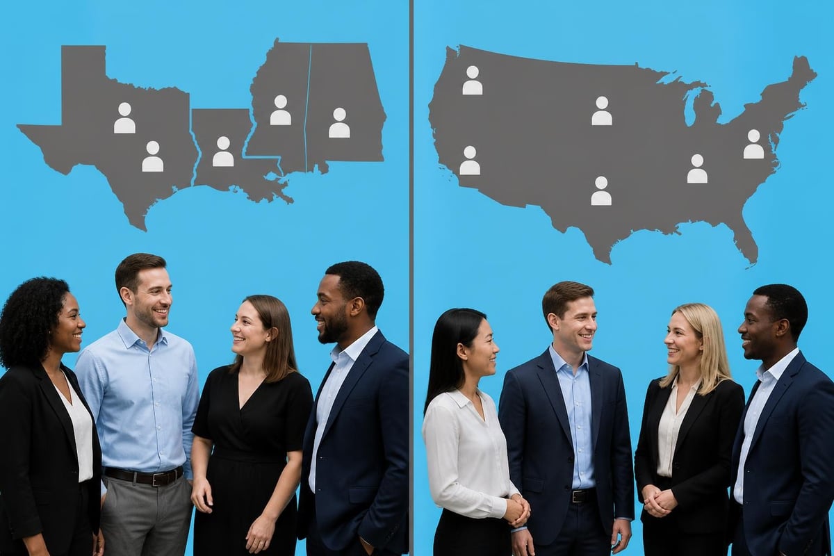 Regional staffing network comparison