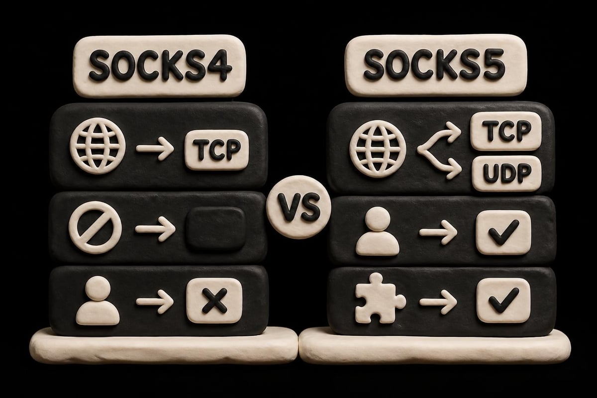 SOCKS4 and SOCKS5 protocol comparison