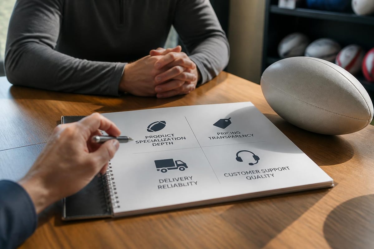Rugby shop vendor evaluation criteria