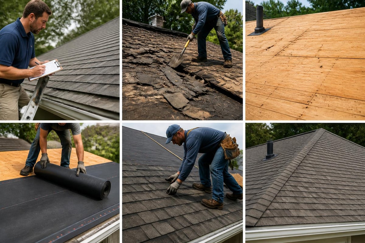 Roof replacement process stages