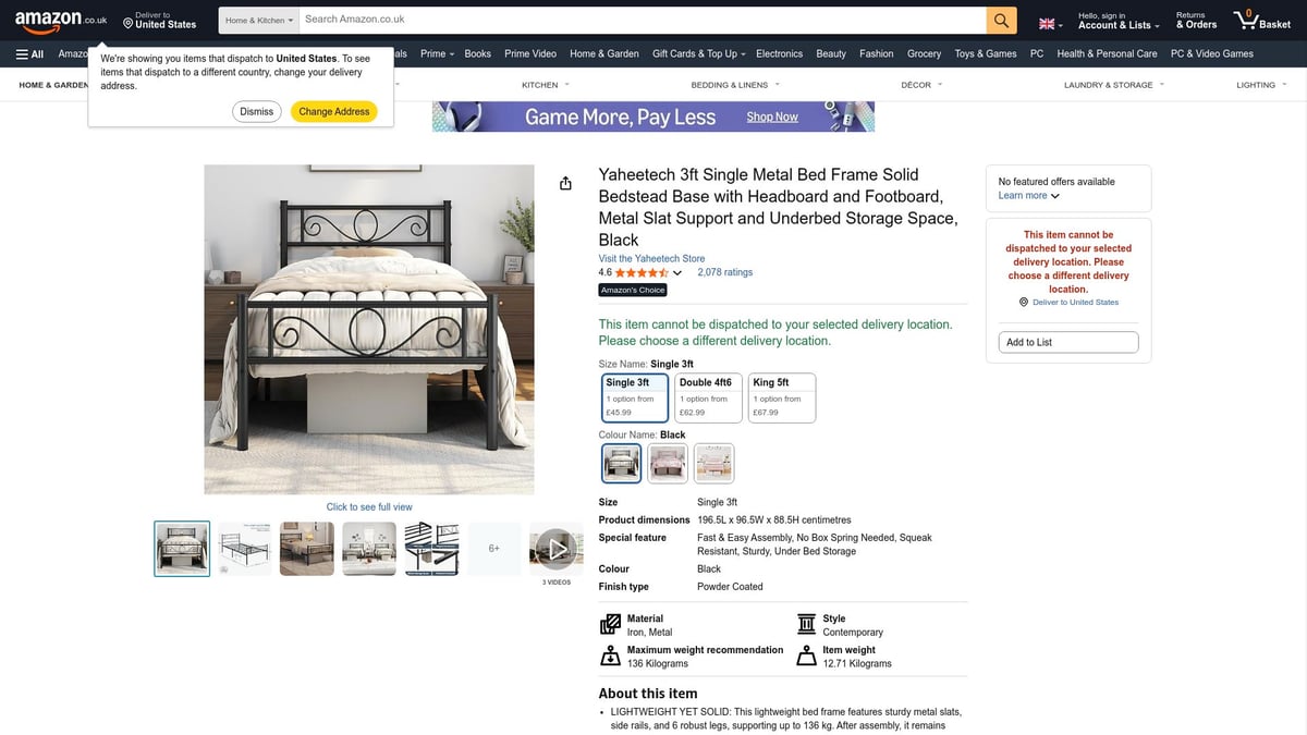 Top 8 Most Popular Bed Frames for Stylish Bedrooms 2025 - Yaheetech 3ft Single Metal Bed Frame Solid Bedstead Base with Headboard and Footboard