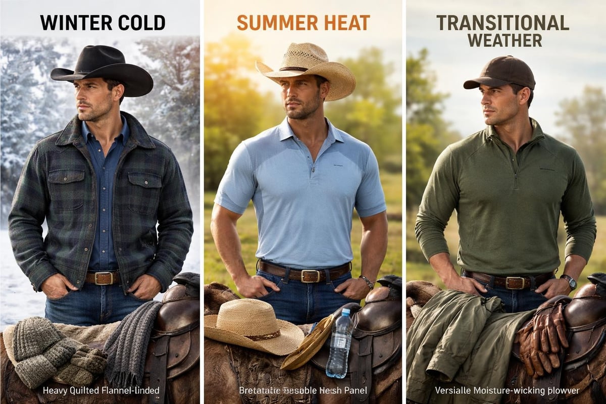 Seasonal riding shirt features