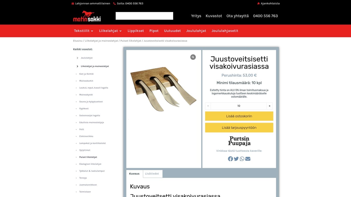 8 Parasta Suomalaiset Liikelahjat Yrityksille 2025 - Juustoveitsisetti Visakoivurasiassa