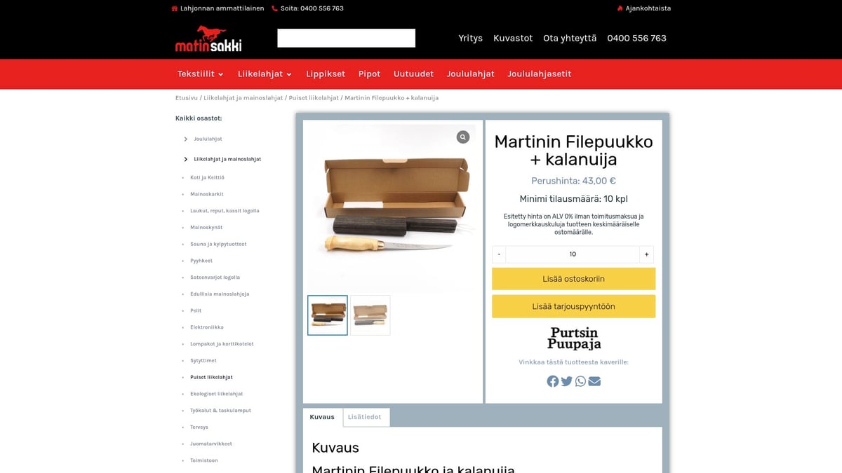 8 Parasta Suomalaiset Liikelahjat Yrityksille 2025 - Martinin Filepuukko + Kalanuija