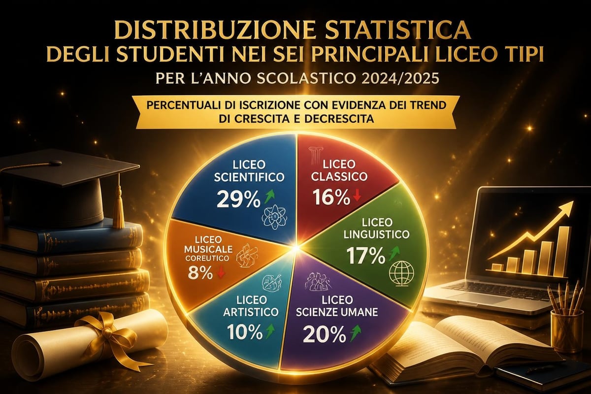 Distribuzione percentuale iscrizioni nei liceo tipi