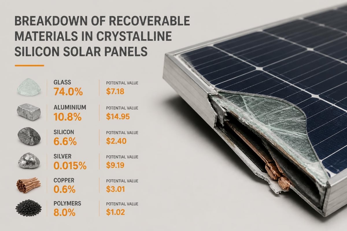 Material composition of solar panels