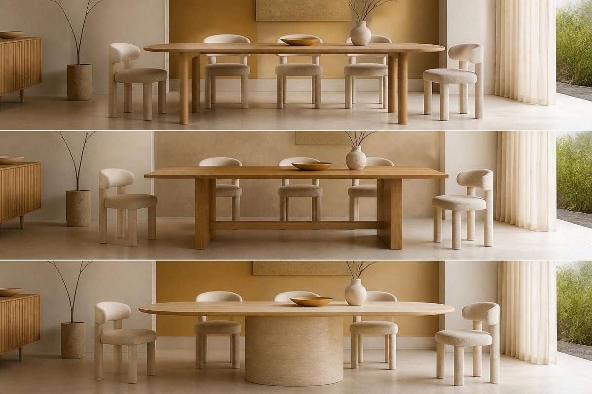 Dining table base structures