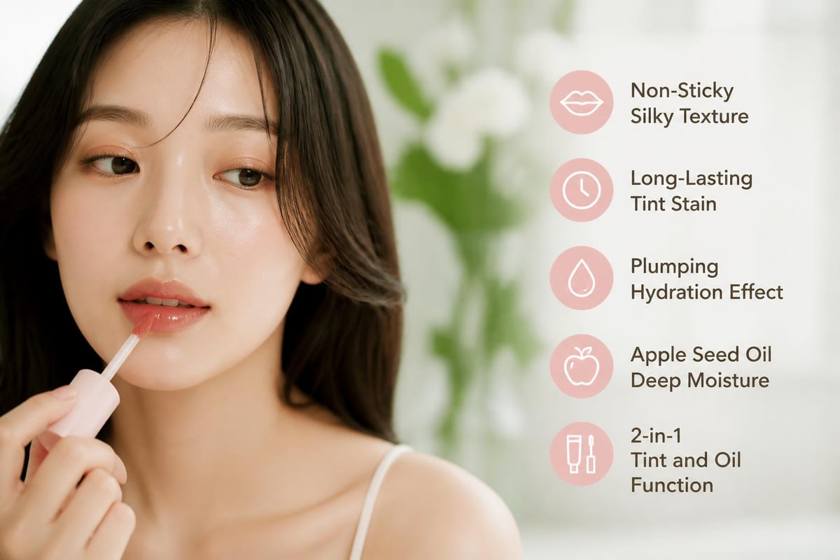 Korean lip oil benefits diagram