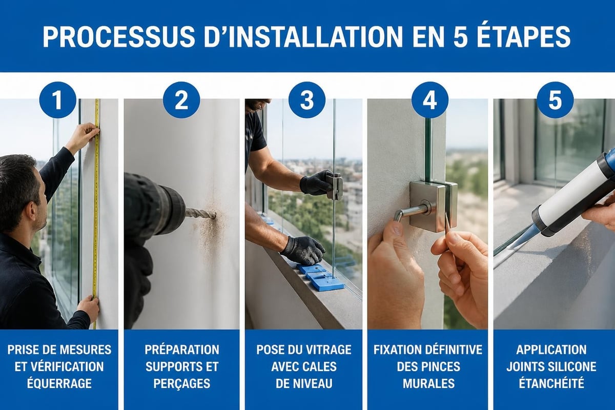 Installation cloison verre salle de bain