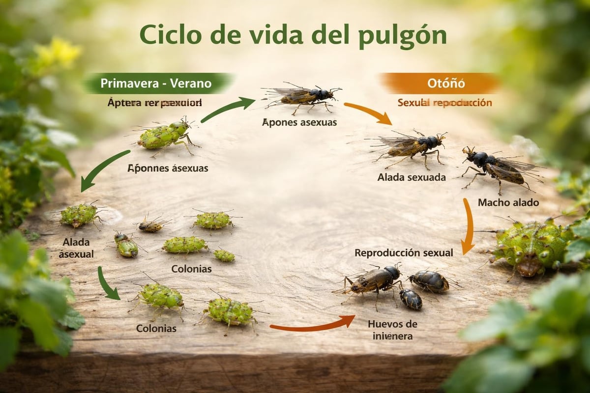 Ciclo reproductivo del pulgón