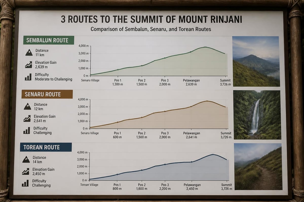 Mt Rinjani trekking route comparison