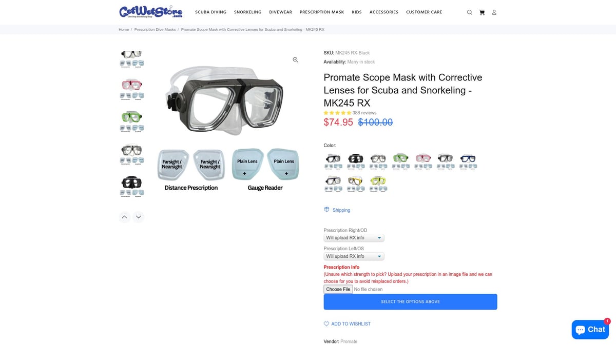7 Best Prescription Mask Options for Clear Vision in 2026 - Promate Scope Mask with Corrective Lenses for Scuba and Snorkeling – MK245 RX