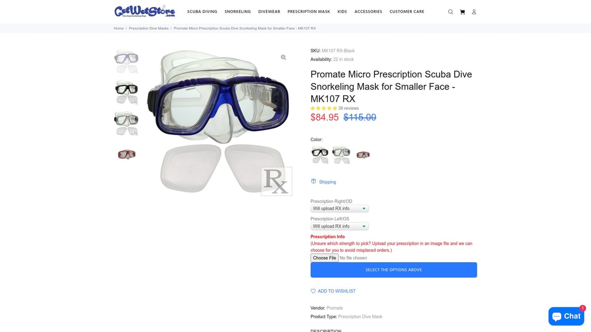 7 Best Prescription Mask Options for Clear Vision in 2026 - Promate Micro Prescription Scuba Dive Snorkeling Mask for Smaller Face – MK107 RX