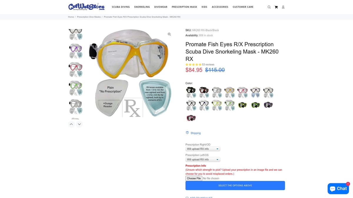 7 Best Prescription Mask Options for Clear Vision in 2026 - Promate Fish Eyes R/X Prescription Scuba Dive Snorkeling Mask – MK260 RX