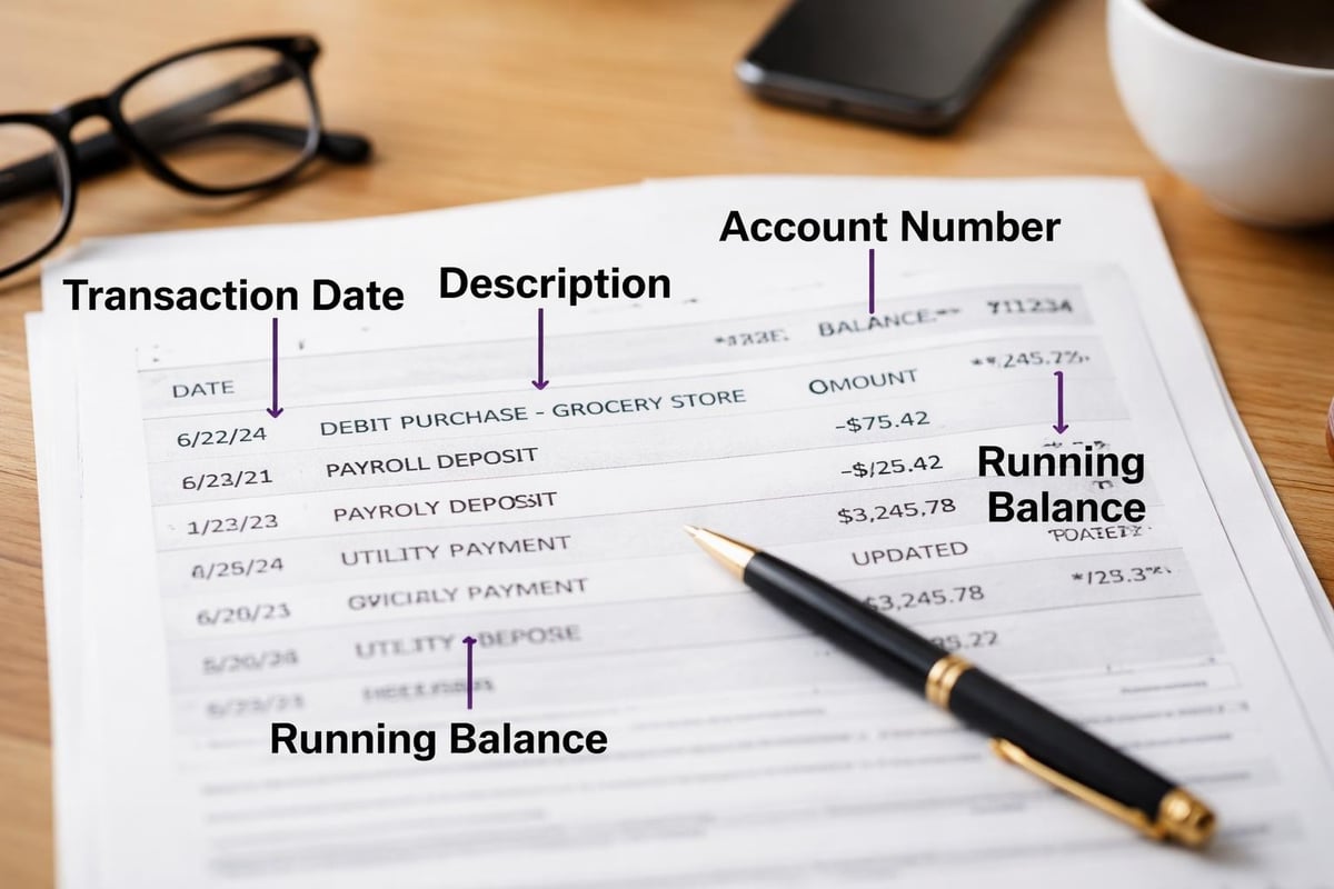 Bank statement data requirements