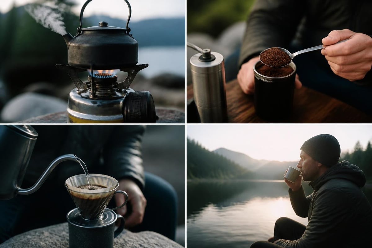 Camping coffee brewing process