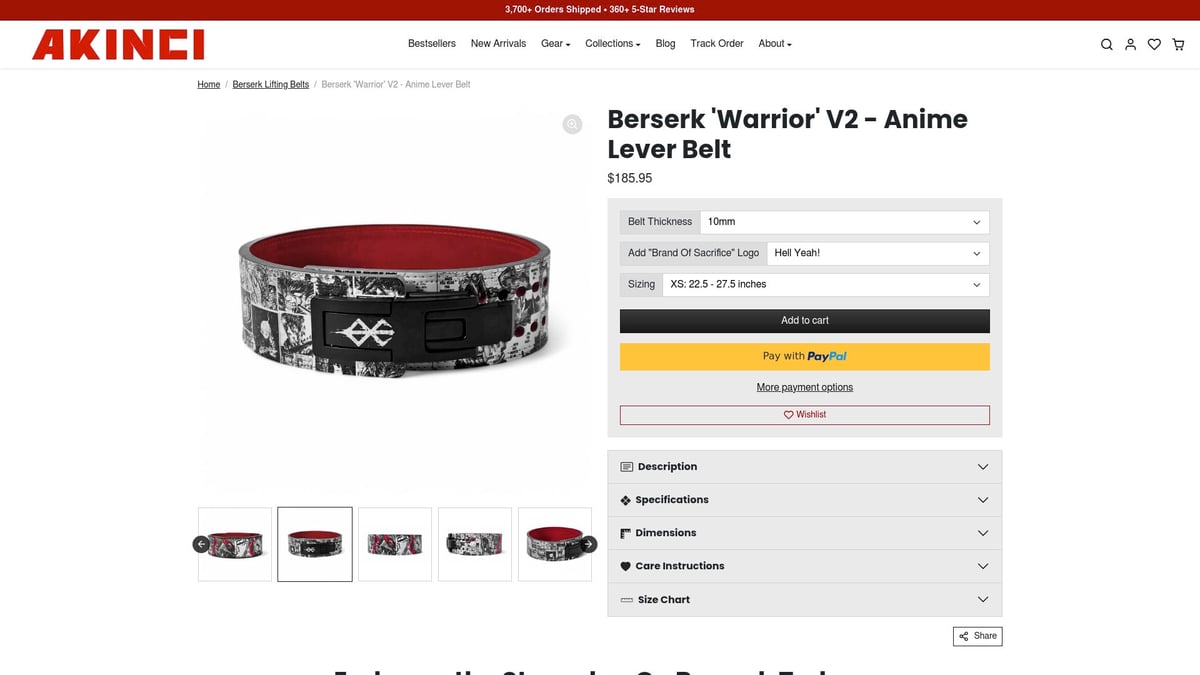 7 Best Anime Weightlifting Belt Designs to Try in 2026 - Akinci Strength Berserk ‘Warrior’ V2 Anime Lever Belt