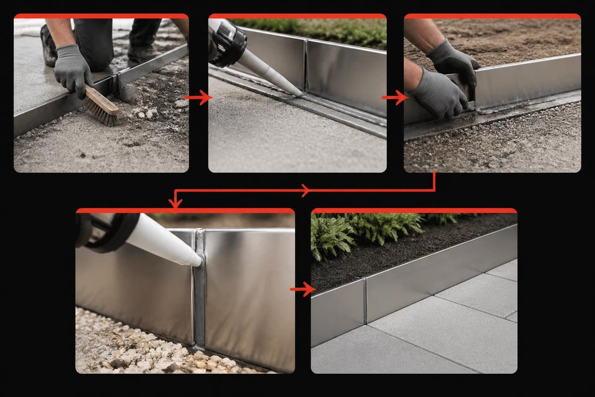 Stainless steel kerbing installation process