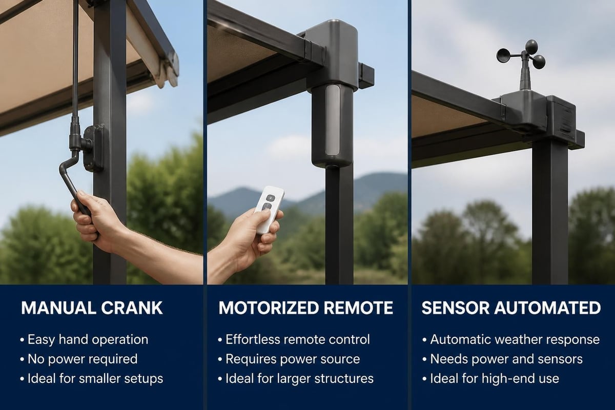 Retractable gazebo mechanism types