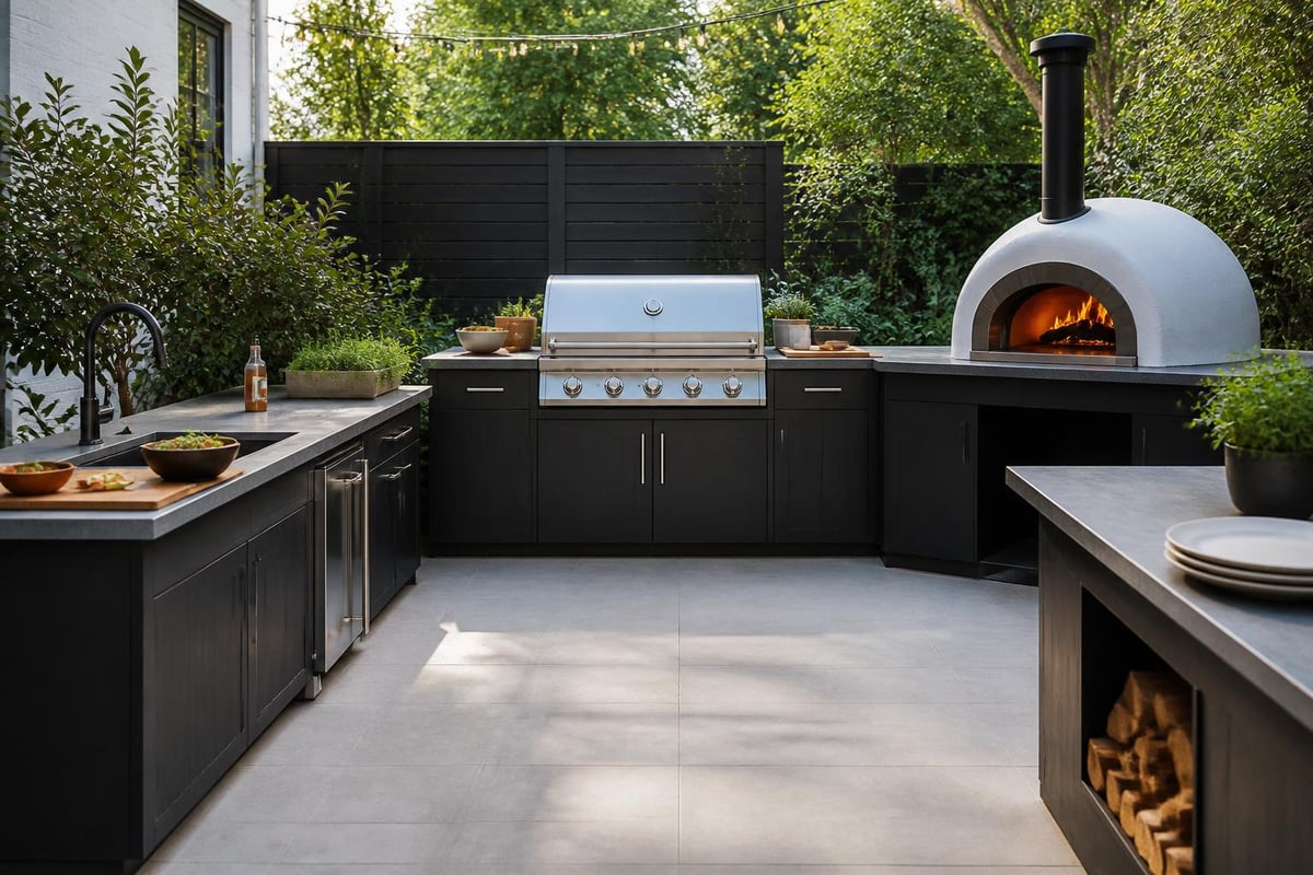 Outdoor kitchen workflow zones