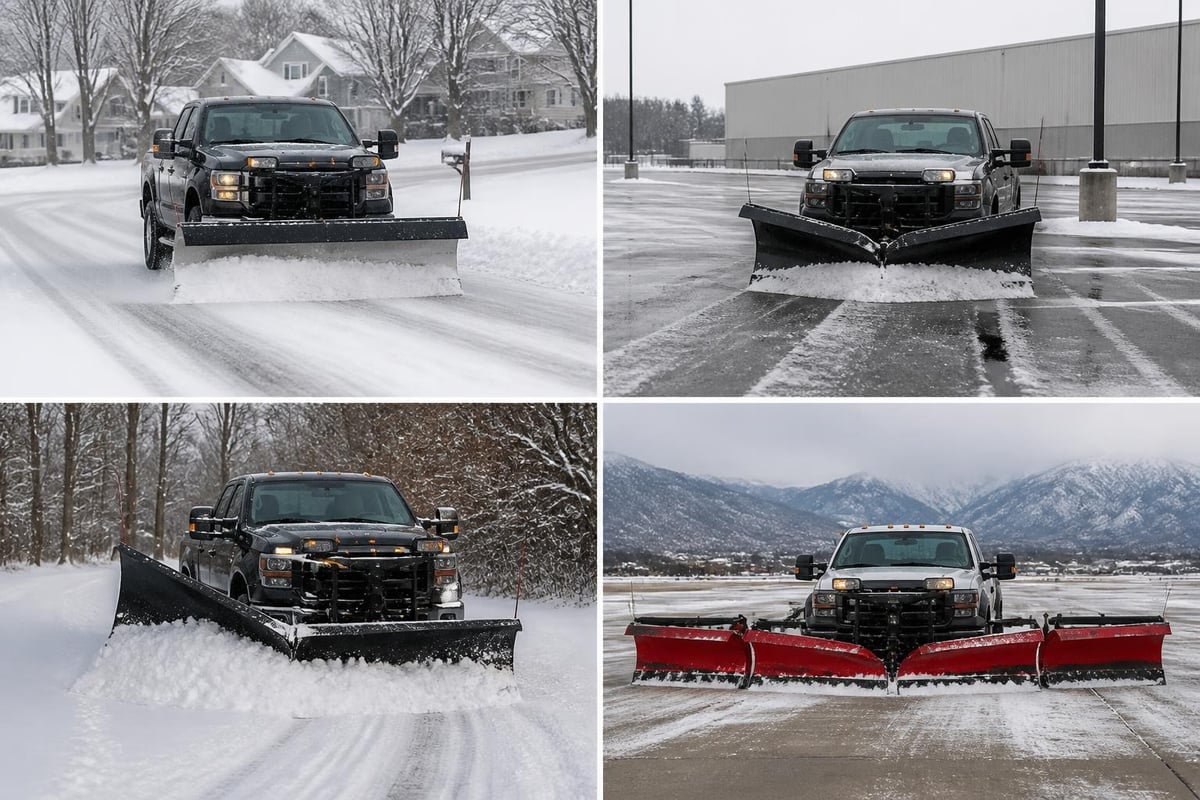 Different road plow blade configurations