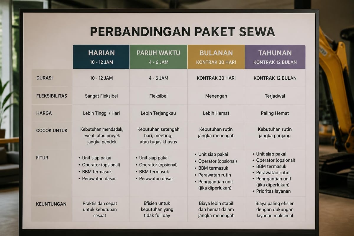 Durasi paket sewa mobil driver