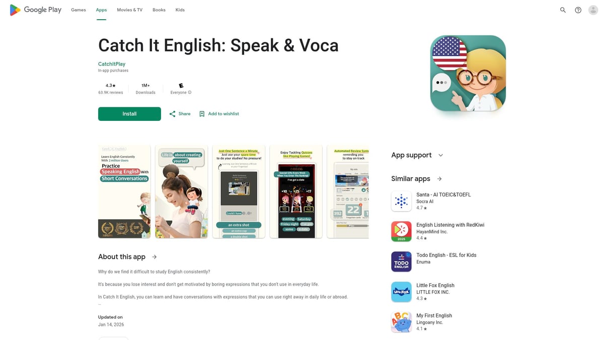 영어 어플 추천 2026: 효과적인 학습 도우미 TOP 7 - 캐치잇 잉글리시(Catch It English)