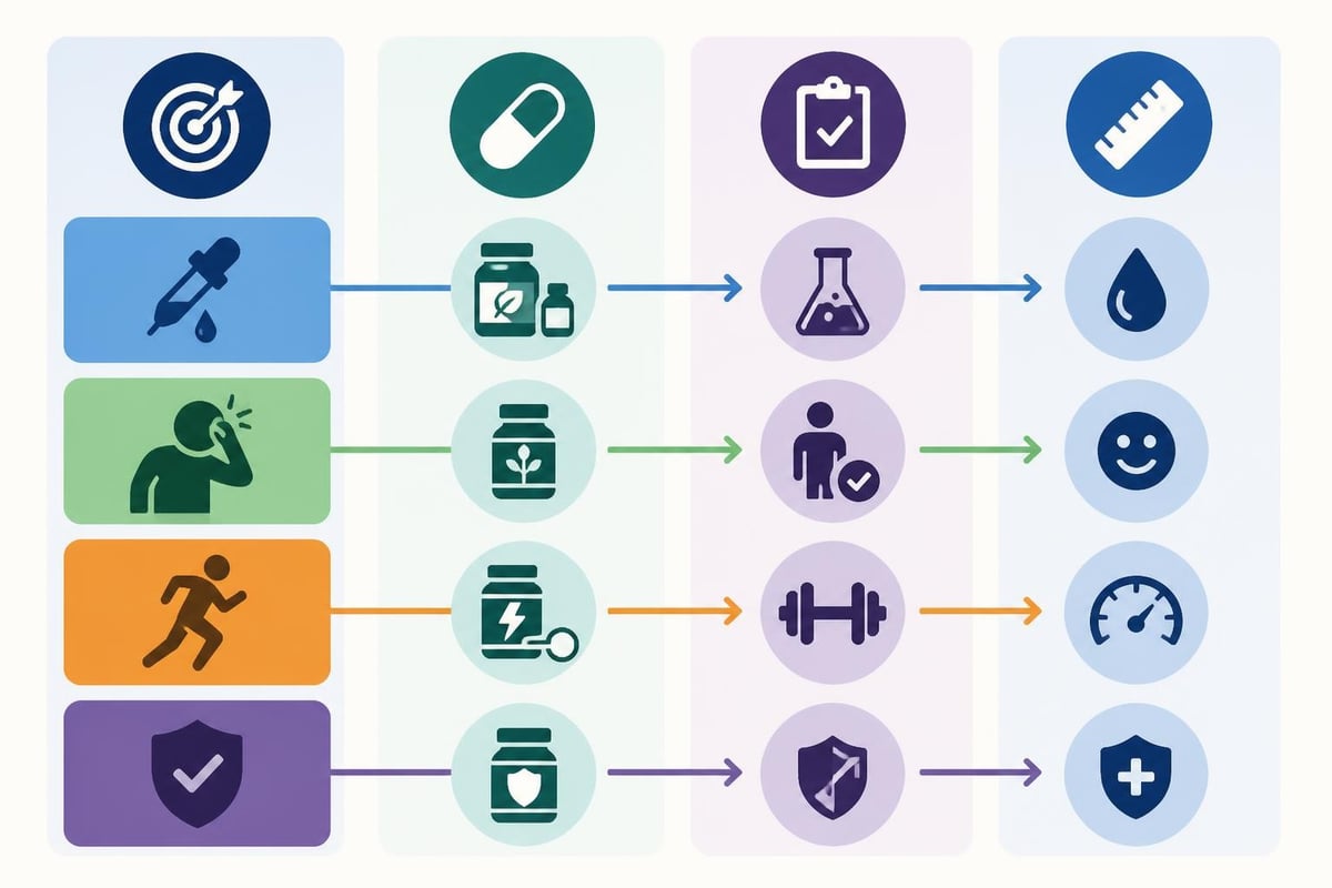 Health goal categories mapped to supplement types