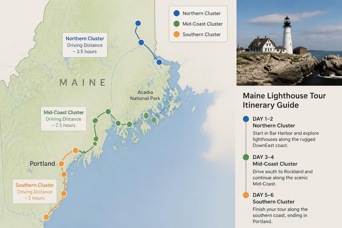 Maine lighthouse route planning