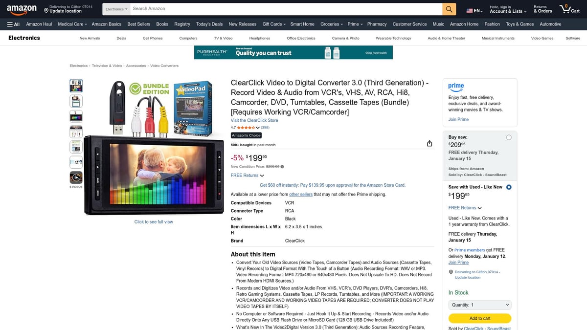 6 Smart Ways to Convert VHS to USB Stick in 2026 - ClearClick Video to Digital Converter 3.0