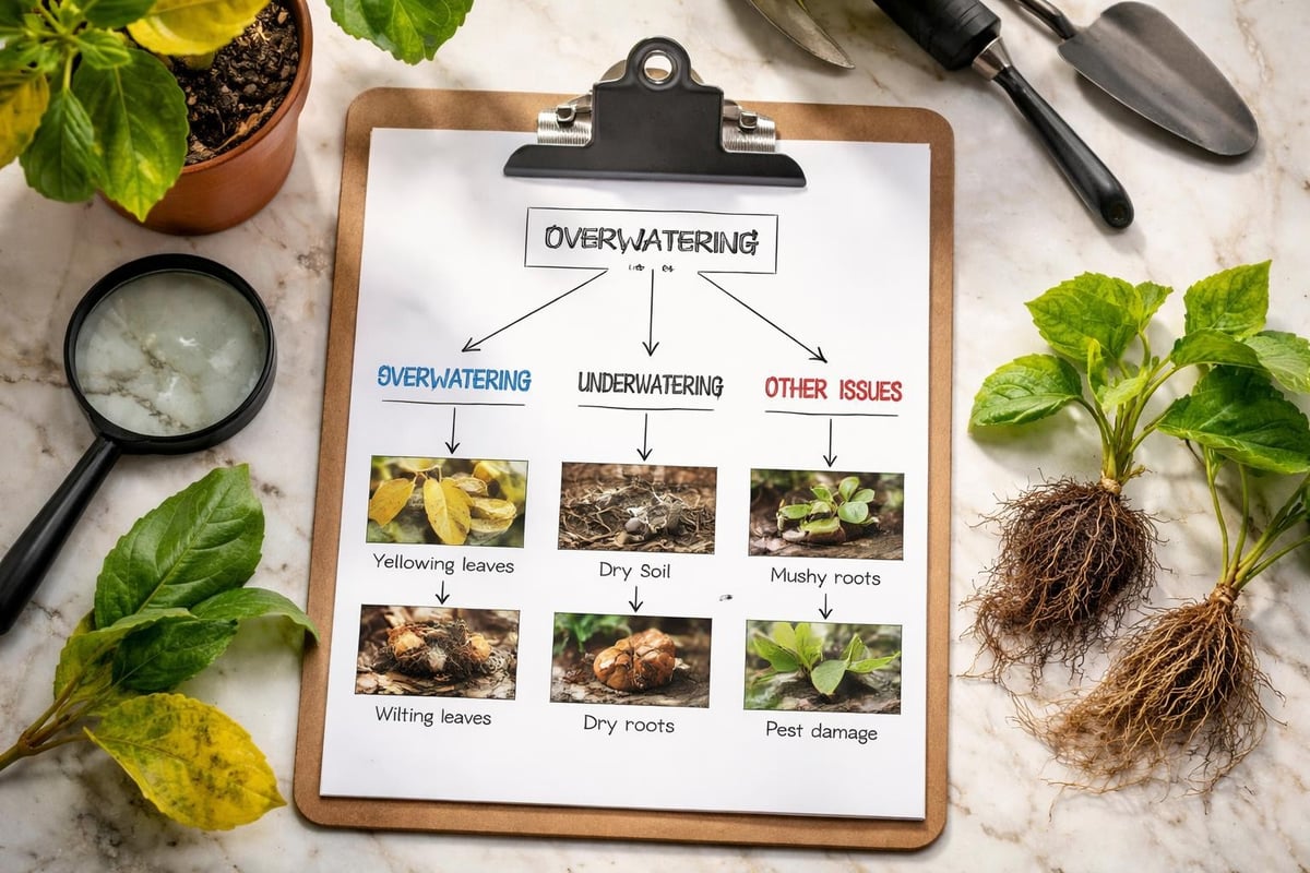 Watering problem diagnosis flowchart